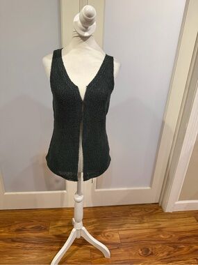 Zenana Outfitters Dark Green Sleeveless Open-Knit Tank